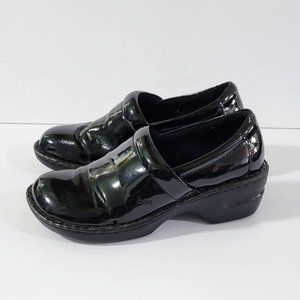 Women's B.O.C. Black Patent Leather Clogs Shoes Size 8 Slip On ~ EUC!